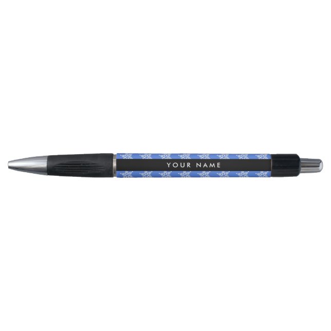White Snowflakes, Blue, Your name, Personalize Pen (Front)