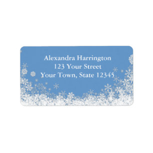 White Snowflakes Border Label