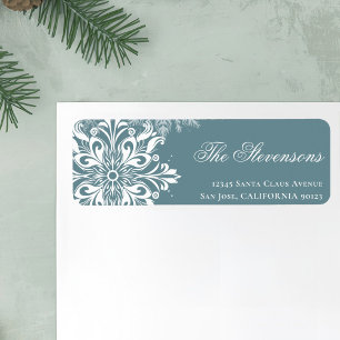 White Snowflakes Christmas Return Address Label