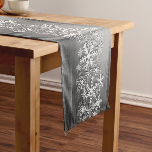 White snowflakes, Christmas runner tablecloth