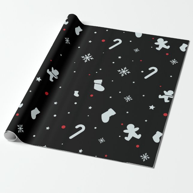 white snowflakes christmas wrapping paper (Unrolled)