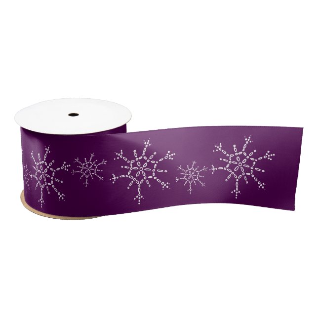 White Snowflakes Custom Colour Christmas Ribbon Satin Ribbon (Spool)