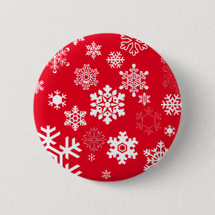 White Snowflakes - Customizable Background Colour 2 Inch Round Button