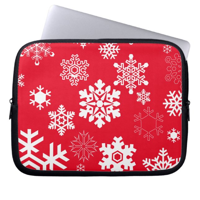 White Snowflakes - Customizable Background Colour Laptop Sleeve (Front)