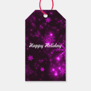 White Snowflakes Deep Purple Background Gift Tags