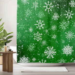 White Snowflakes Emerald Green