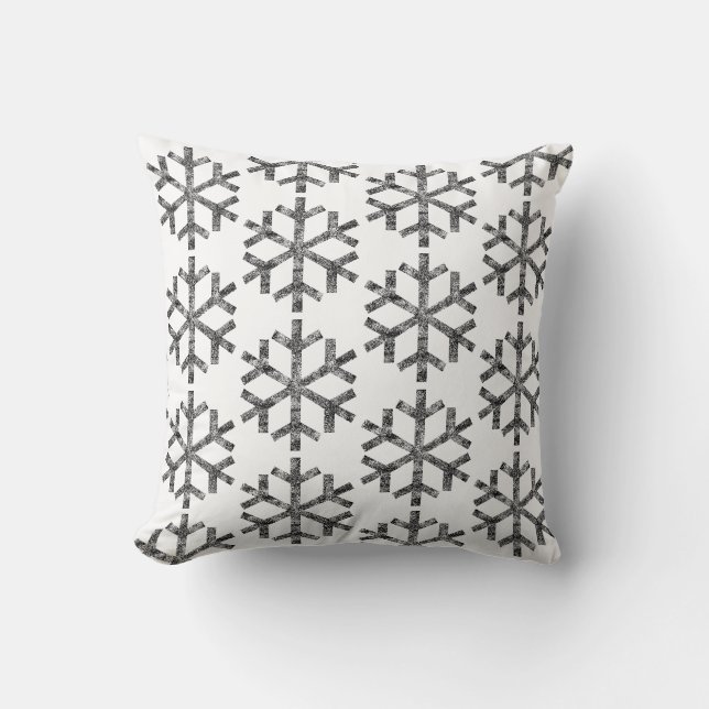 White Snowflakes For Sofa Couch Chaise Lounge Throw Pillow (Front)