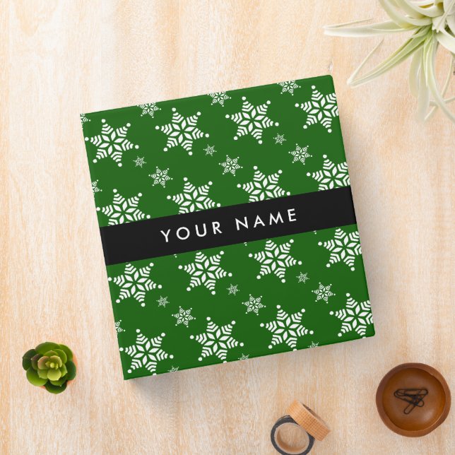 White Snowflakes, Green, Your name, Personalize Binder (In Situ)