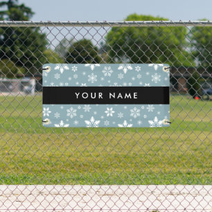 White Snowflakes, Grey, Your name, Personalize Banner