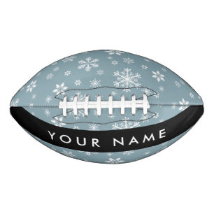 White Snowflakes, Grey, Your name, Personalize Football