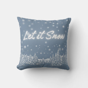White Snowflakes in the Country Let it Snow Throw Pillow