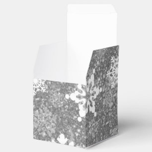 White Snowflakes Luxurious Gray Elegant Christmas Favor Box