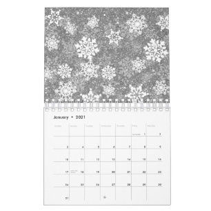 White Snowflakes Luxurious Grey Elegant Christmas Calendar