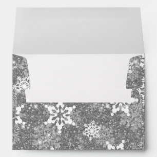 White Snowflakes Luxurious Grey Elegant Christmas Envelope