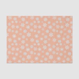 White snowflakes on a peach background tissue paper