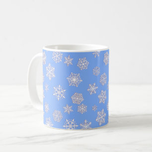 White Snowflakes on an Ice Blue Background Coffee Mug