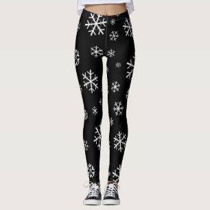 White Snowflakes on Black Leggings