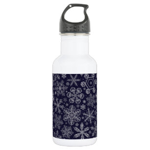 White Snowflakes on blue 532 Ml Water Bottle