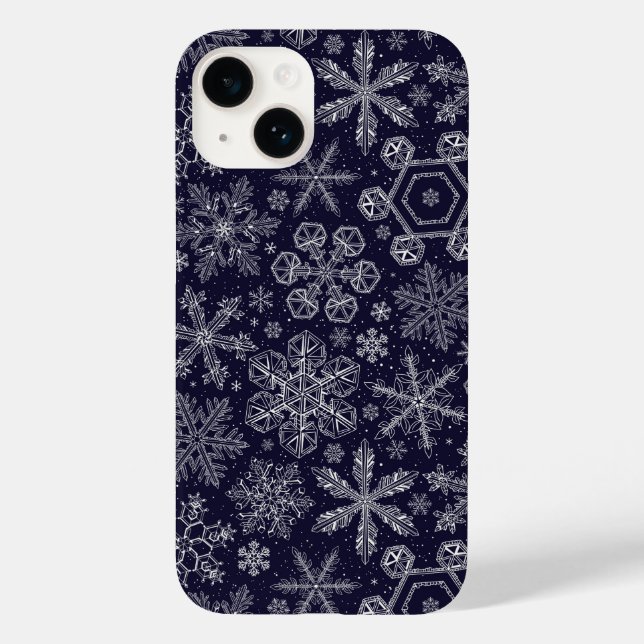 White Snowflakes on blue Case-Mate iPhone Case (Back)