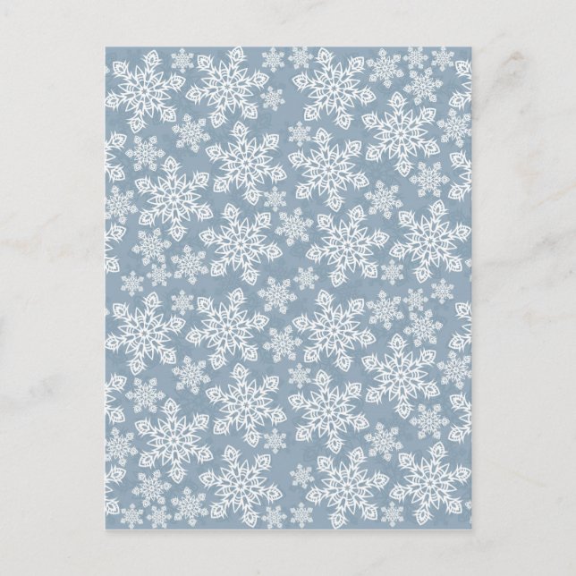 white snowflakes on blue postcard (Front)