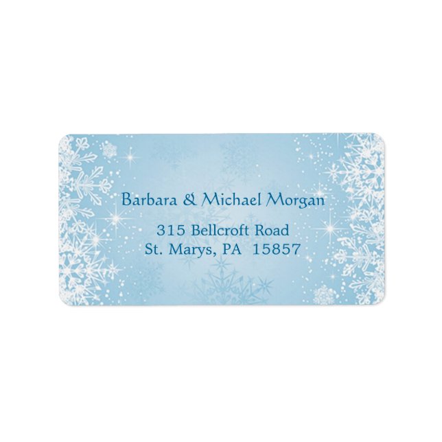 White snowflakes on blue Return address Label (Front)