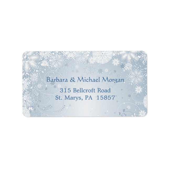 White snowflakes on blue Return address Label (Front)