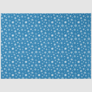 White Snowflakes on Bright Blue Tissue Paper