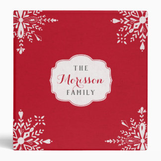 White snowflakes on Christmas red family name Binder