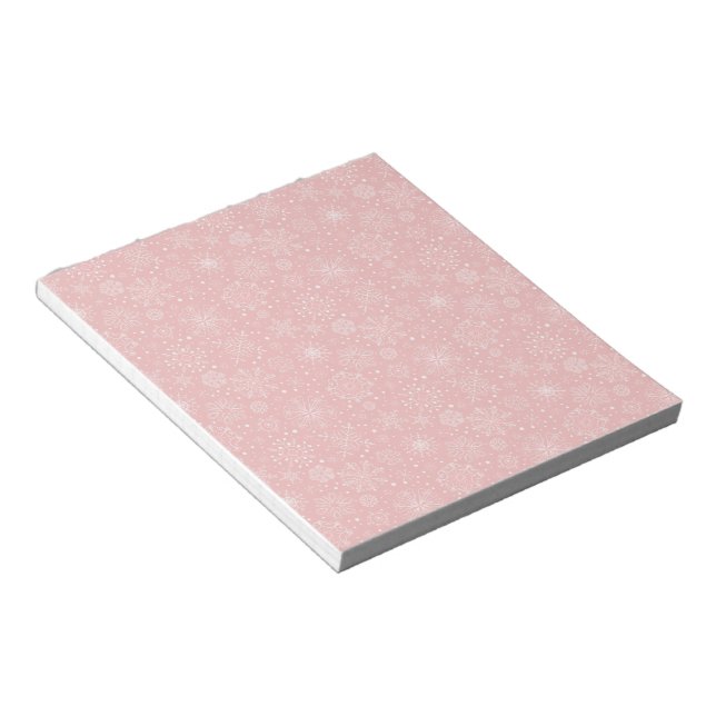 White Snowflakes on Christmas Red Notepad (Angled)