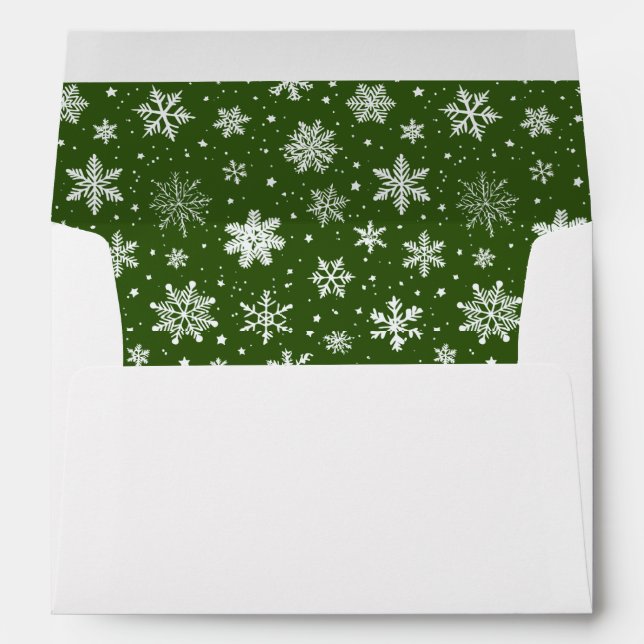 White Snowflakes on Green Insert Envelope (Back (Bottom))