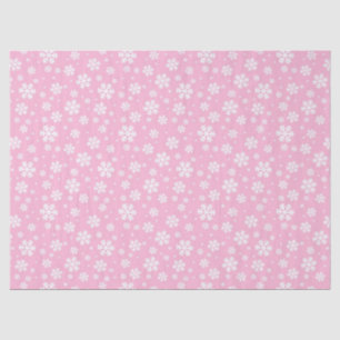 White Snowflakes on Light Pink Winter Pattern Tissue Paper