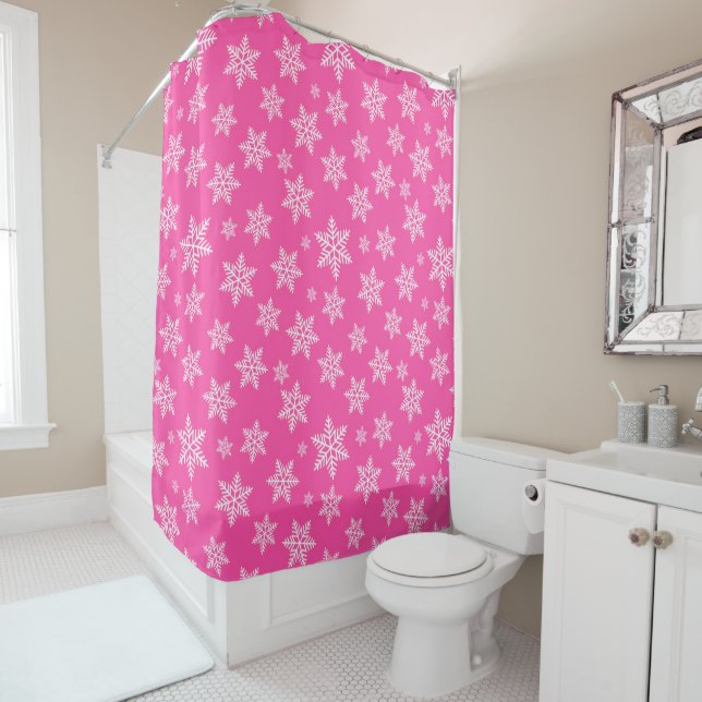 White Snowflakes on Pink Winter Pattern (In Situ)