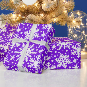 White Snowflakes on Purple Wrapping Paper