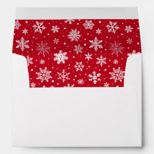 White Snowflakes on Red Insert Envelope