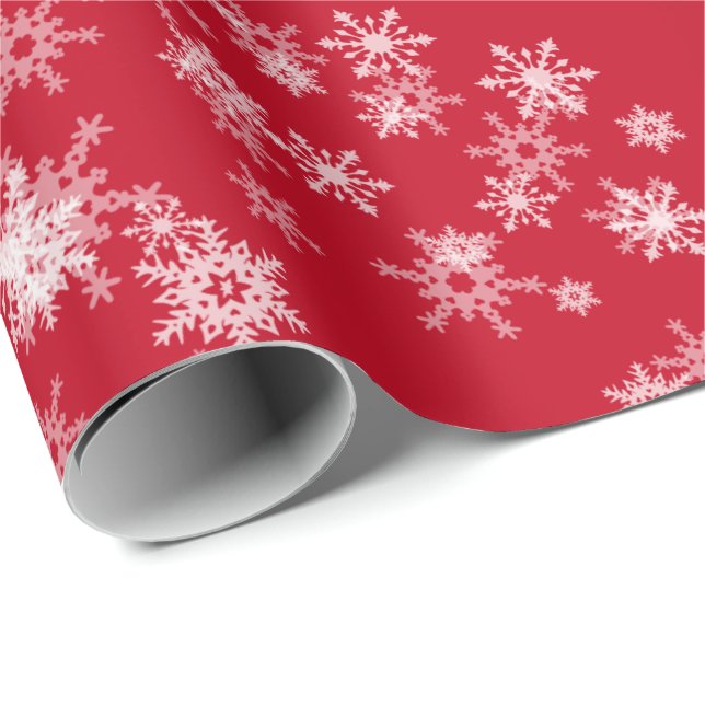 White Snowflakes On Red Wrapping Paper (Roll Corner)