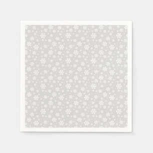 White Snowflakes on Silver Winter Pattern Napkin