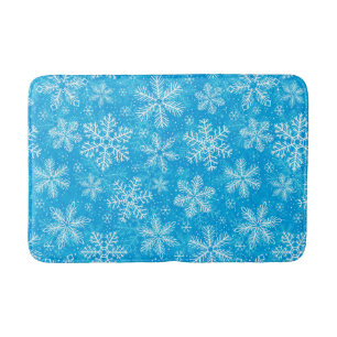 White snowflakes pattern bath mat