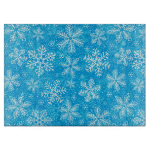 White snowflakes pattern cutting board