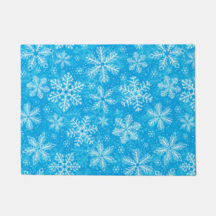 White snowflakes pattern doormat