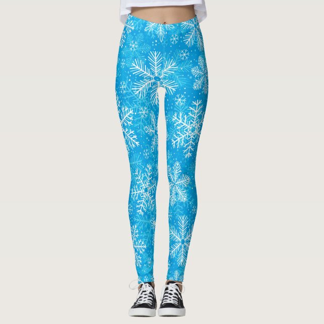 White snowflakes pattern leggings (Front)