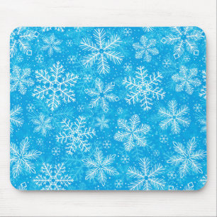White snowflakes pattern mouse pad