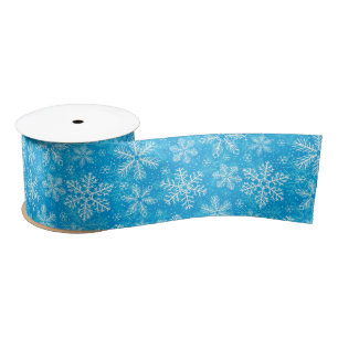 White snowflakes pattern satin ribbon