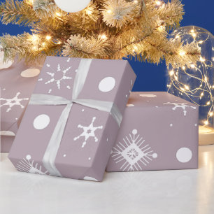 White Snowflakes Pattern Wrapping Paper