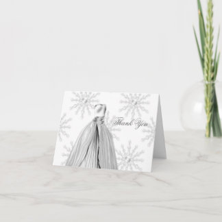 White Snowflakes Quinceanera Thank You Cards