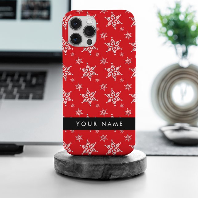 White Snowflakes, Red, Your name, Personalize Case-Mate iPhone Case (Creator Uploaded)