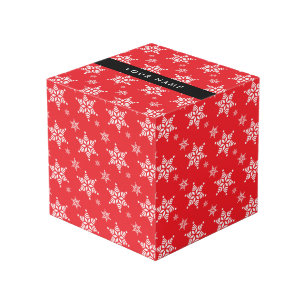 White Snowflakes, Red, Your name, Personalize Cube