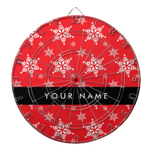 White Snowflakes, Red, Your name, Personalize Dartboard
