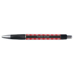 White Snowflakes, Red, Your name, Personalize Pen