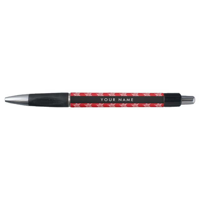 White Snowflakes, Red, Your name, Personalize Pen (Front)