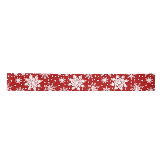 White Snowflakes Seamless Pattern Christmas  Satin Ribbon (Front)